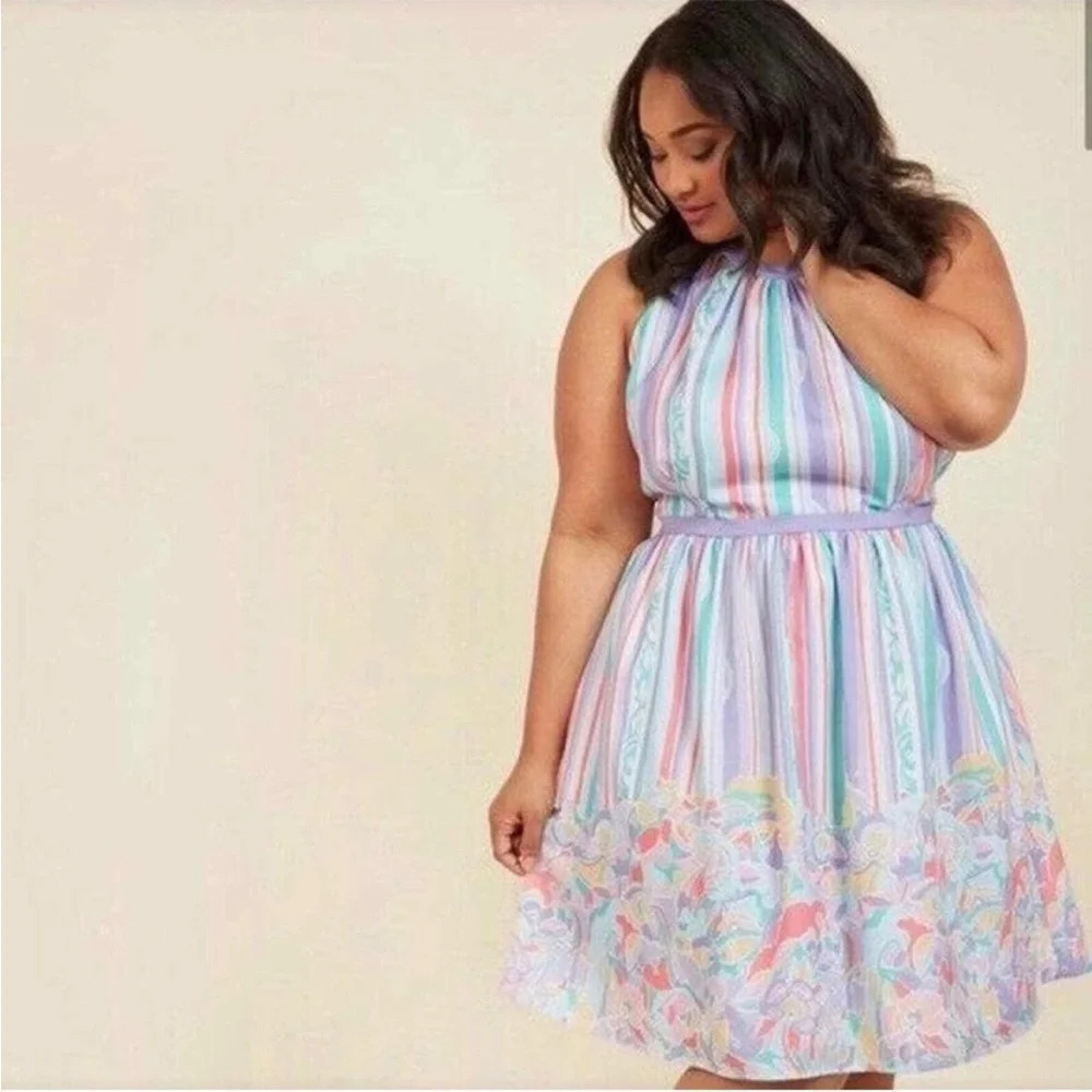 Modcloth Behold The Blogger Rainbow Stripe Dress 3x